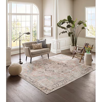 allen + roth Washable Tokali Medallion 8 X 10 (ft) Seafoam Indoor Medallion Machine Washable Area... | Lowe's