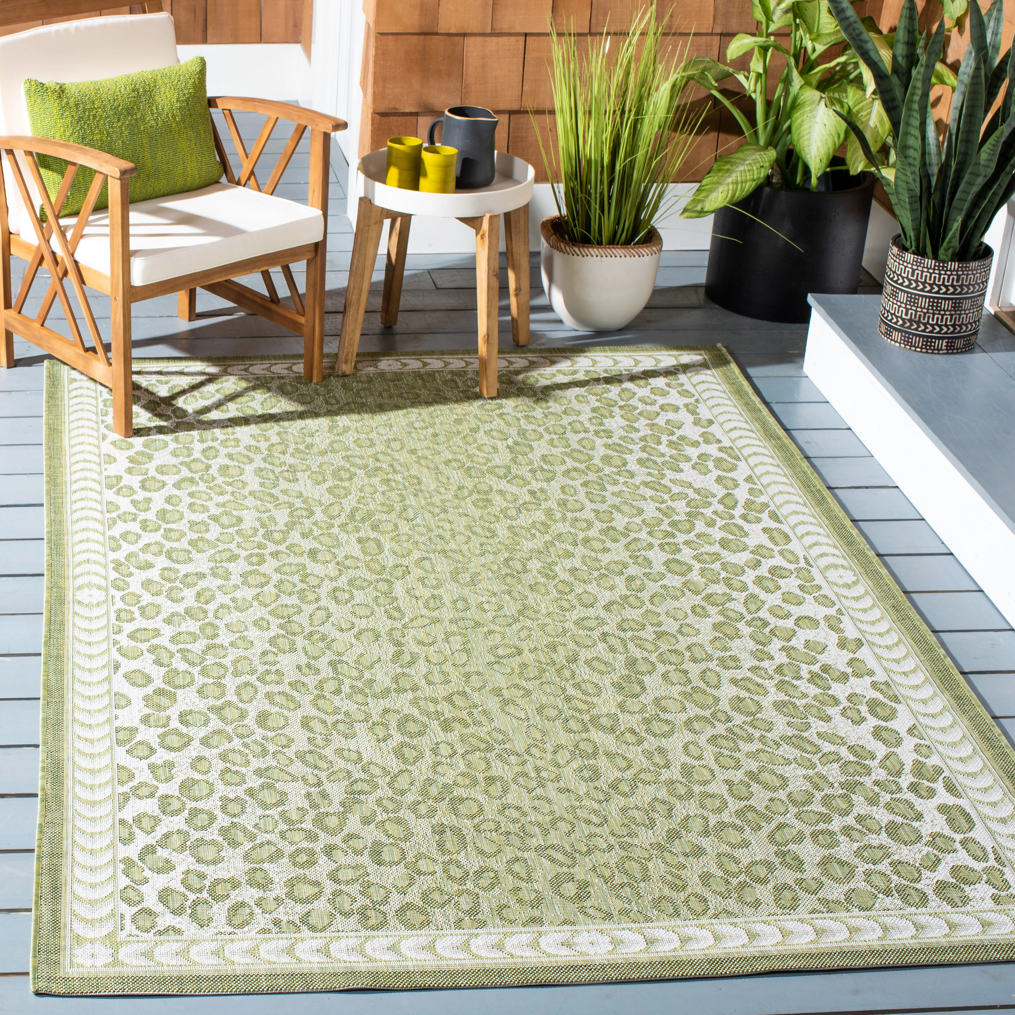 Monteiro Animal Print Green Indoor / Outdoor Area Rug | Wayfair North America