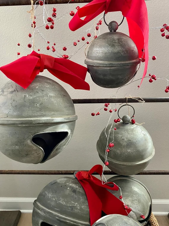 Ringing Sleigh Bells Oversized Weathered Vintage Metal - Etsy | Etsy (US)