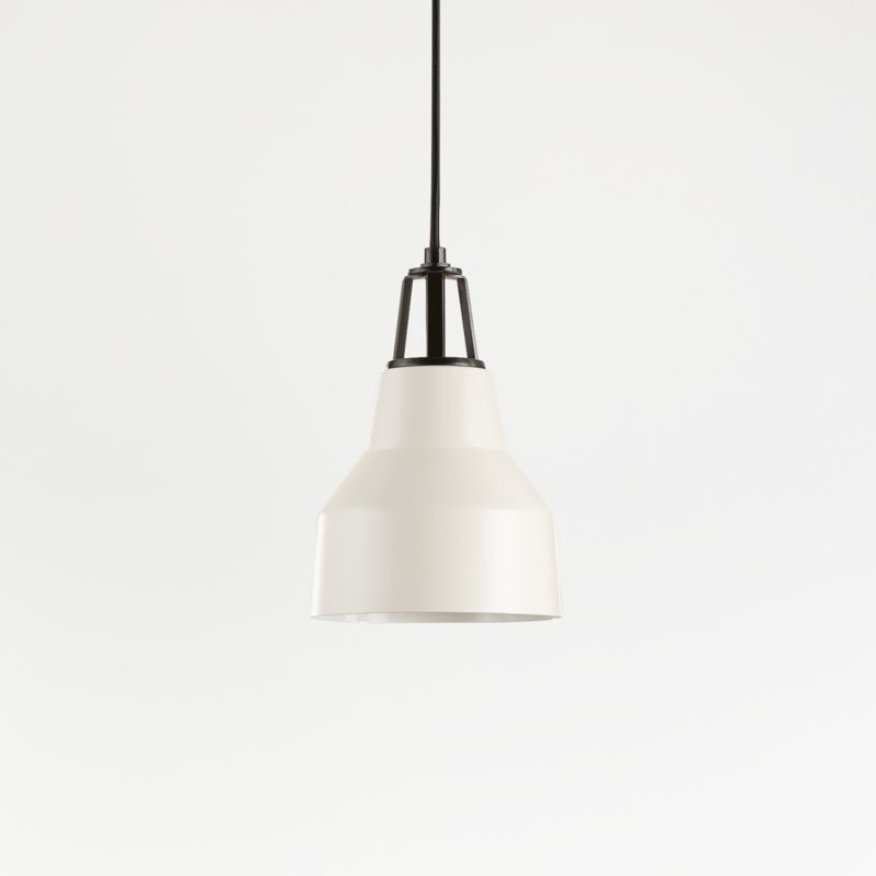Maddox White Farmhouse Pendant Small with Black Socket | Crate and Barrel | Crate & Barrel