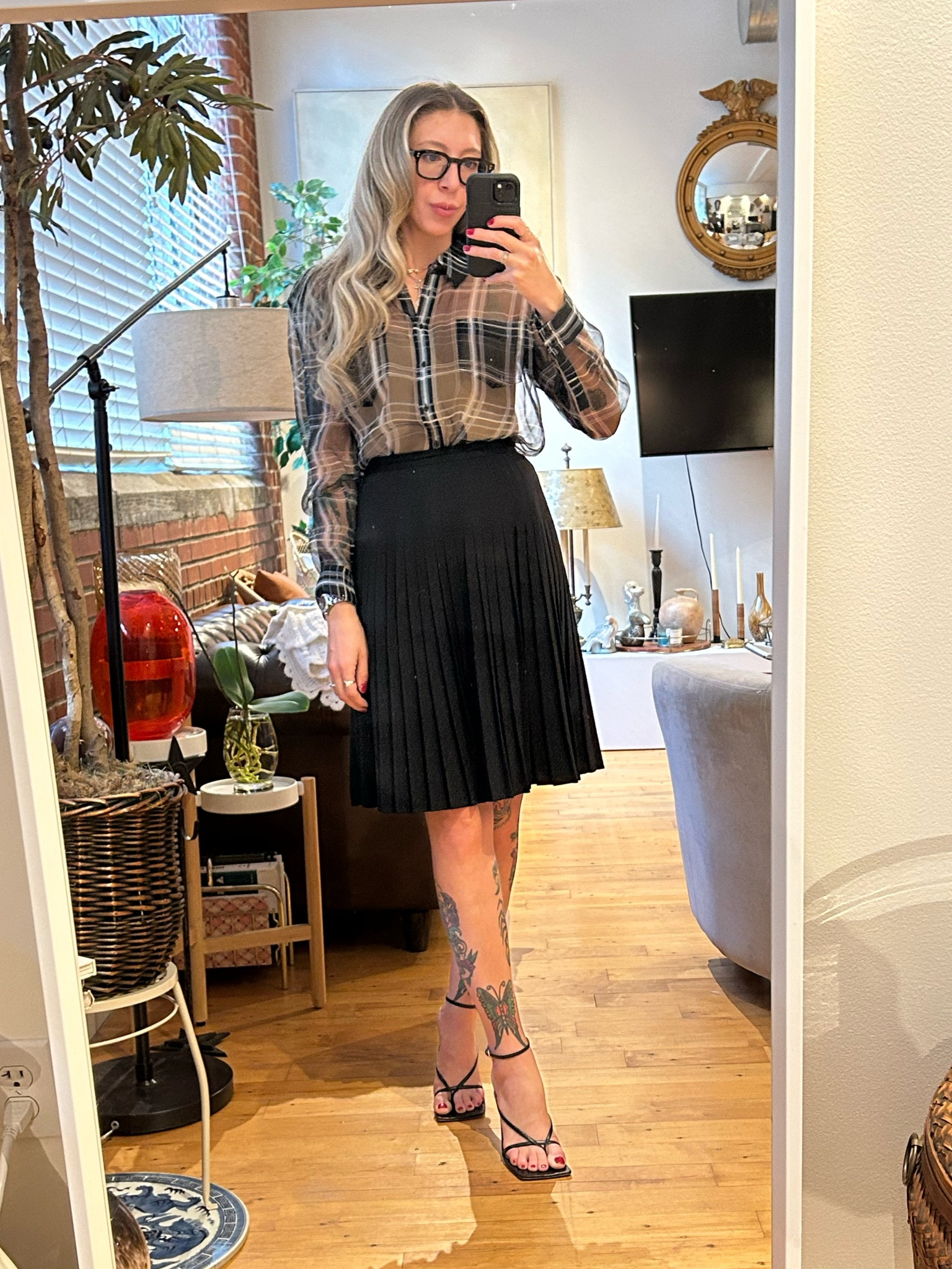 Chiffon plaid ✅ pleated skirt ✅ strappy sandal still hanging on to summer ✅

#LTKSeasonal #LTKstyletip #LTKworkwear