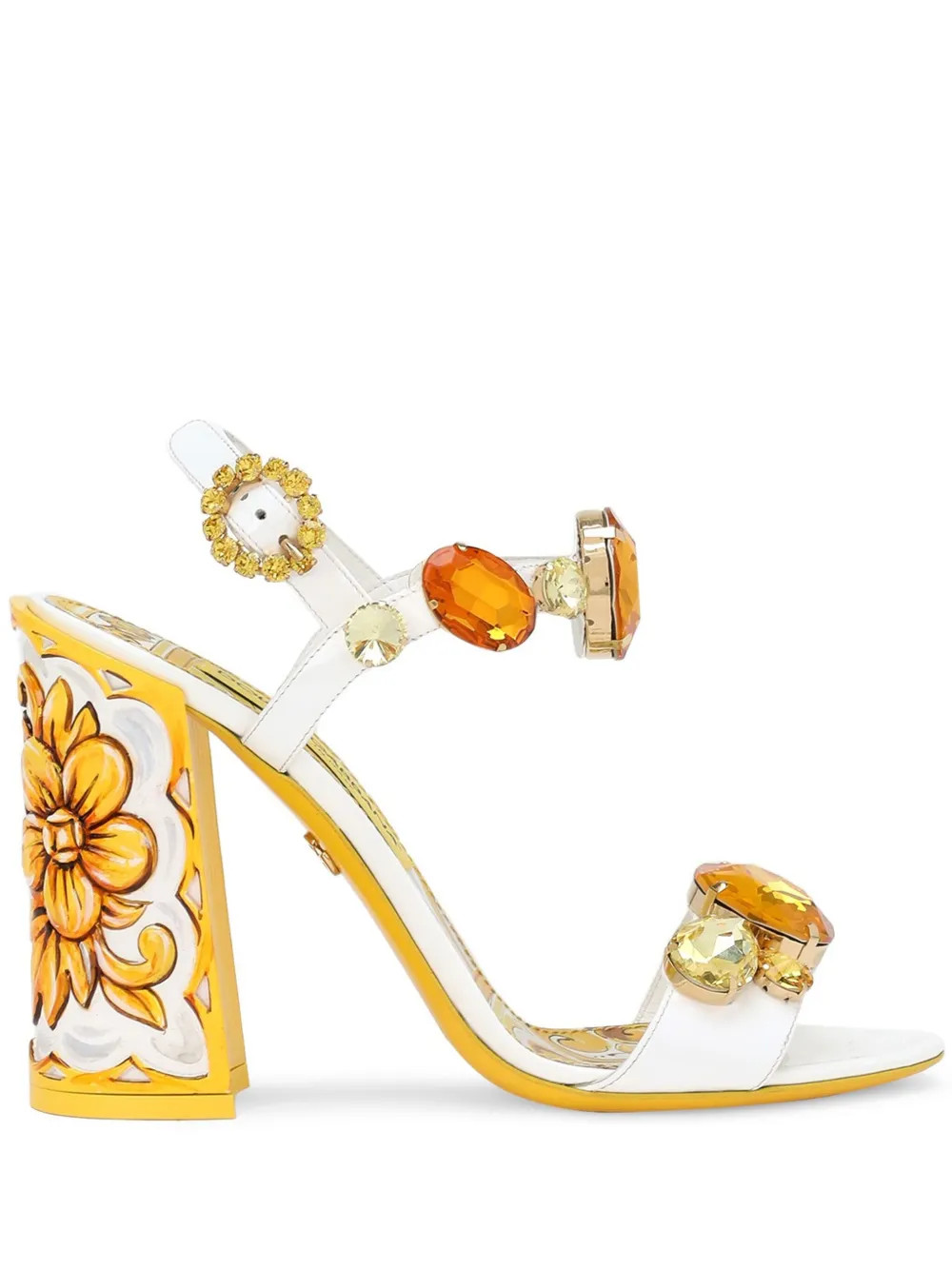 Dolce & Gabbana 105mm Keira Leather Sandals | Yellow | FARFETCH AU | Farfetch Global