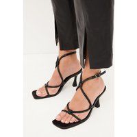 Leather Crystal Strappy Sandal Heel | Debenhams UK