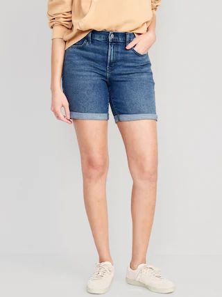 Mid-Rise Wow Jean Shorts for Women -- 7-inch inseam | Old Navy (US)