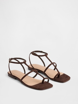 Vegan Suede T-Strap Sandals | Gap (US)