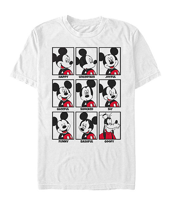 Mickey Mouse Men's Tee Shirts WHITE - Mickey Mouse White Mood Tee - Men | Zulily
