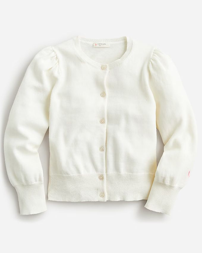 Girls' puff-sleeve cotton cardigan sweater | J.Crew US