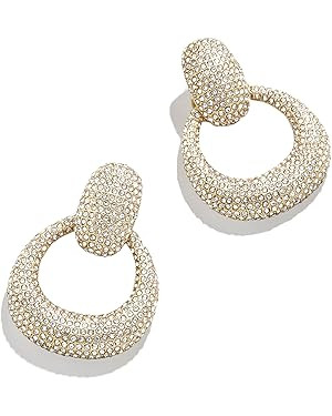 Jordan Statement Earrings - Luxurious Vintage Circular Silhouette Pave Drop Earrings, Retro Door ... | Amazon (US)