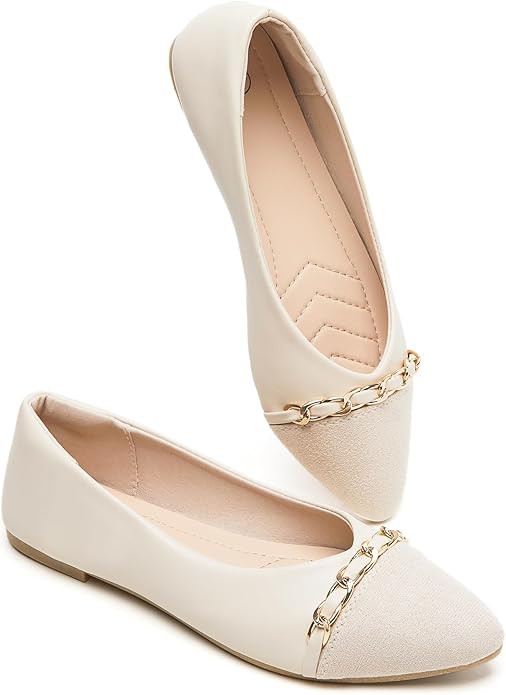 BABUDOG Women's Black Flats Shoes,White Dress Shoes for Women,Crimping Faux Suede Ballet Flats Co... | Amazon (US)