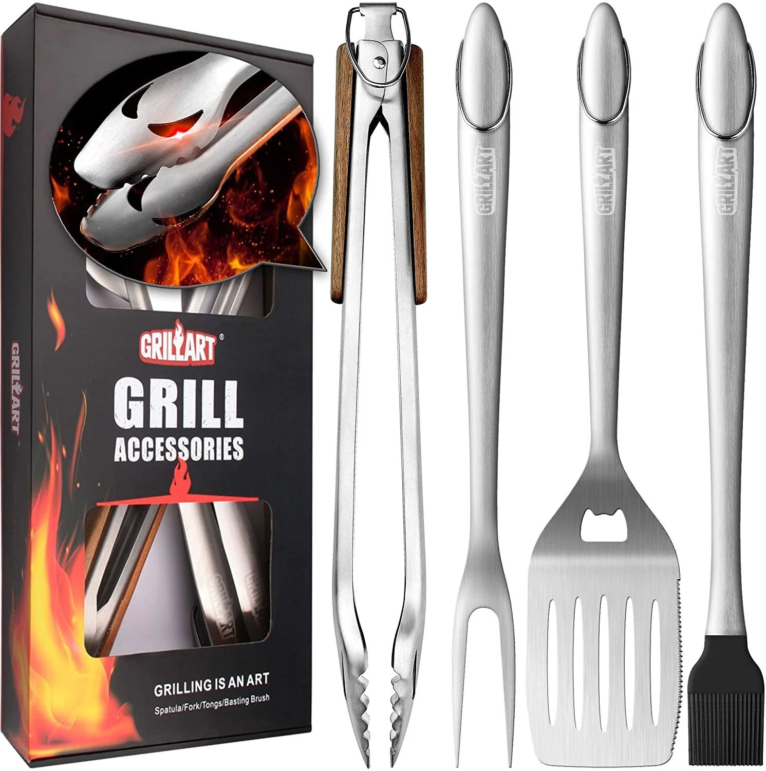GRILLART Heavy Duty BBQ Grill Tools Set,Best Grilling Gifts for Men - Walmart.com | Walmart (US)