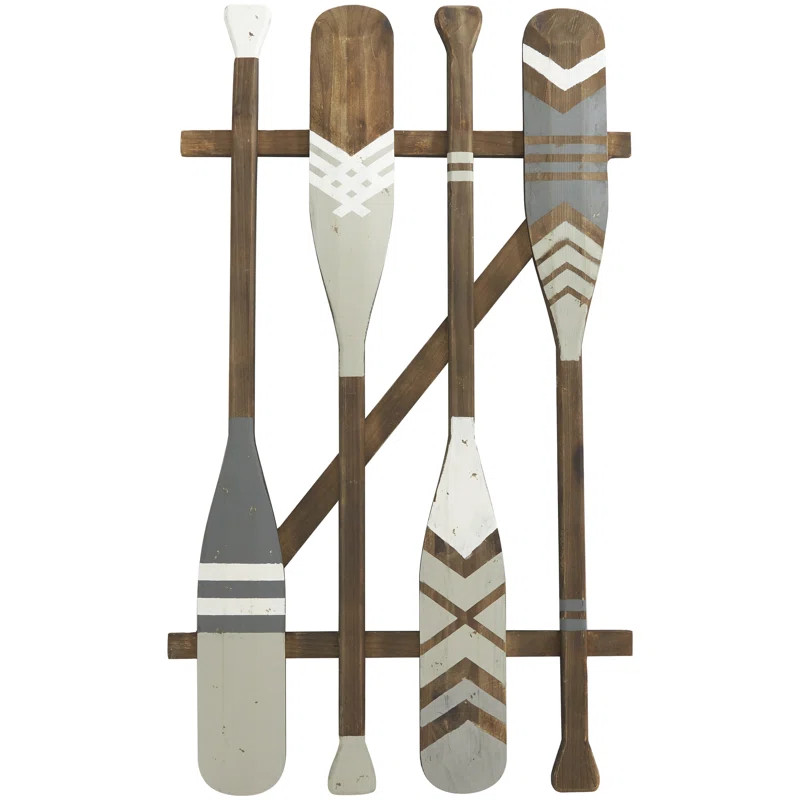 Coastal Wood Novelty Canoe Oar Paddle Wall Decor with Arrow and Stripe Patterns | Wayfair North America