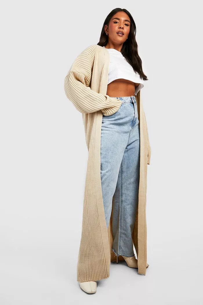 Plus Knitted Oversized Maxi Cardigan | boohoo (US & Canada)