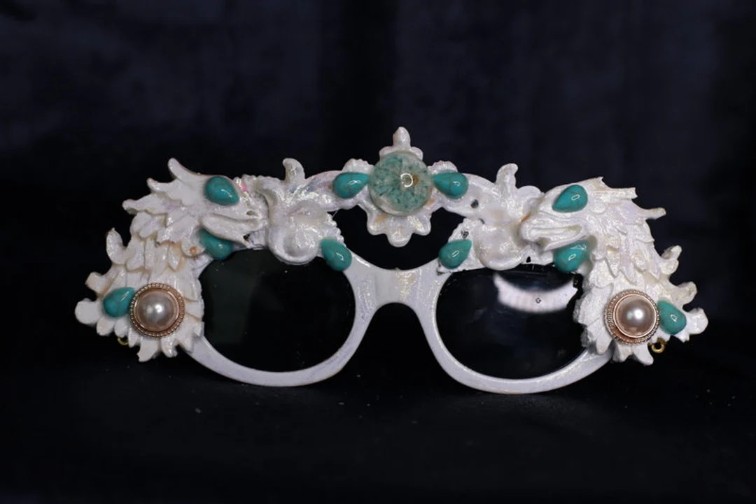 Gargoyles Steampunk Iridescent Unusual Embellished Hand Painted Shades Sunglasses - Etsy | Etsy (US)