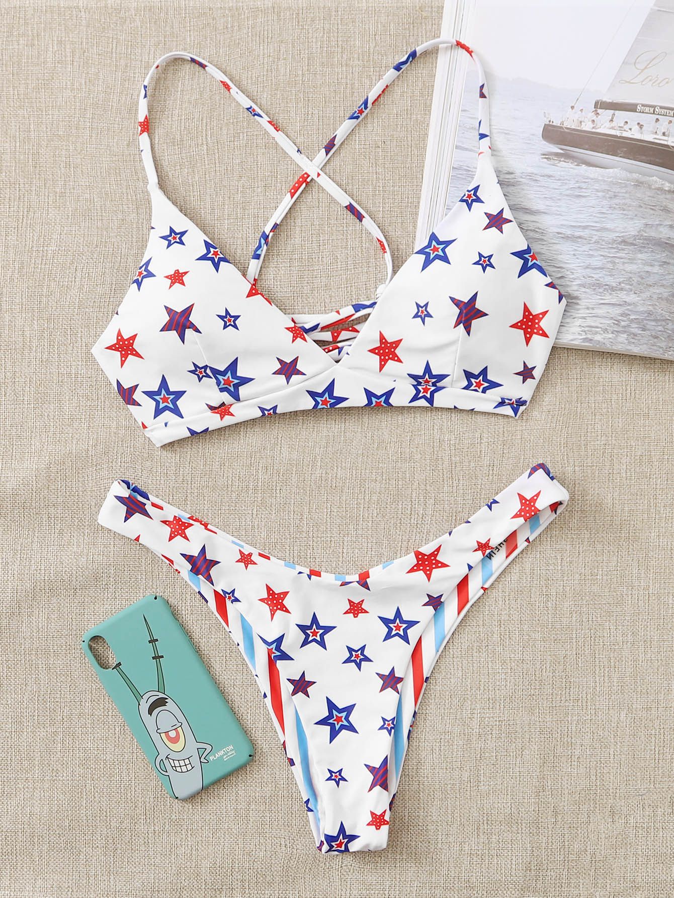 Star Print Cheeky Bikini Swimsuit | SHEIN