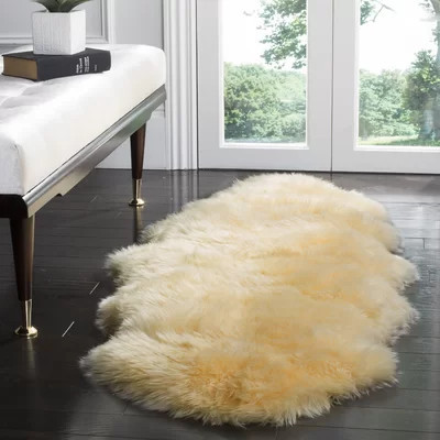 Sheep Skin Natural Sheep Skin Made Within Acid Dying Sheep Skin Solid Color Rug | Wayfair North America