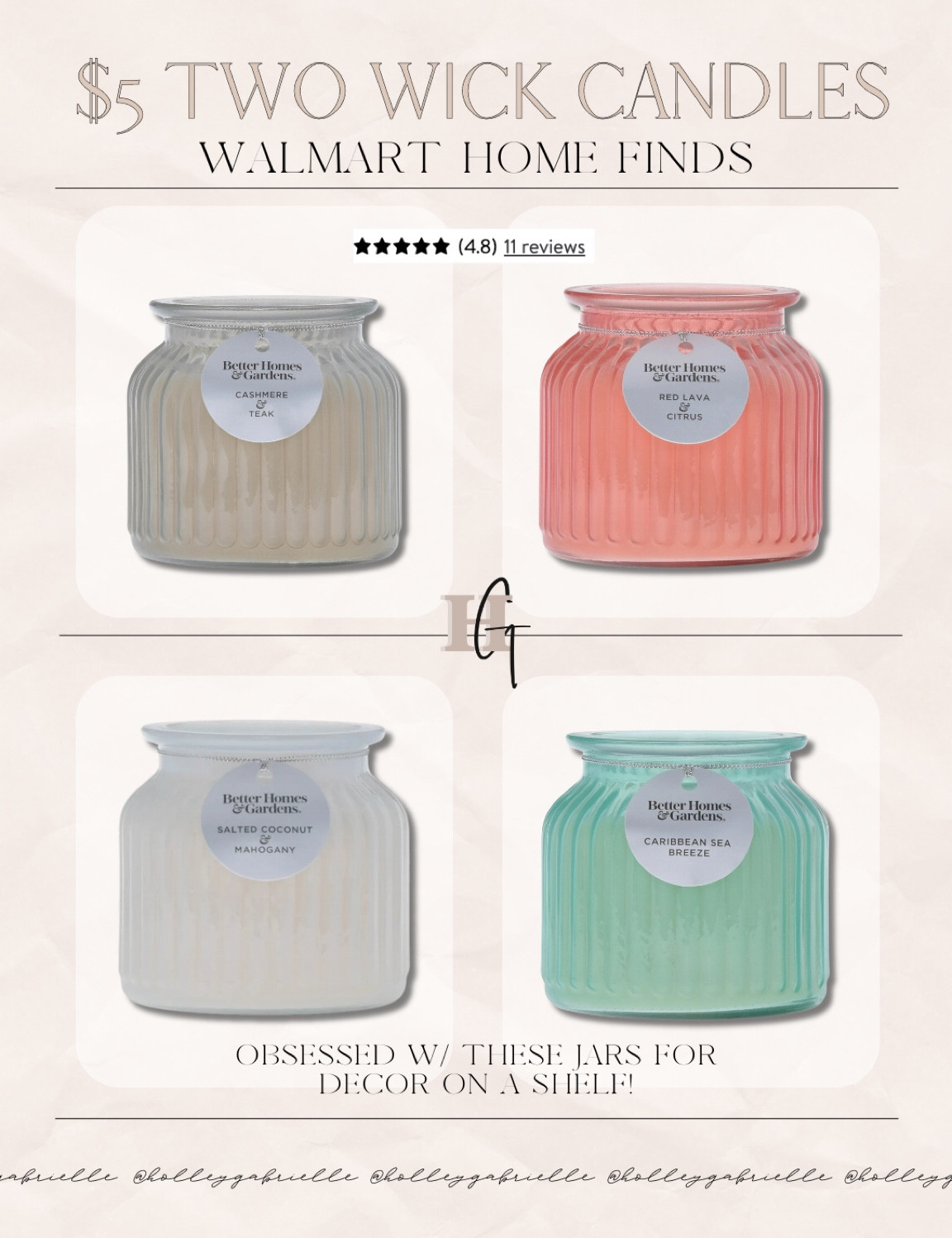 LOVE these candles from @walmart — only $5 & the jars are perfect decor for a shelf! 🤎✨ 

#walmartpartner #walmarthome / better homes and gardens / Holley Gabrielle 

#LTKhome #LTKSeasonal #LTKfindsunder50