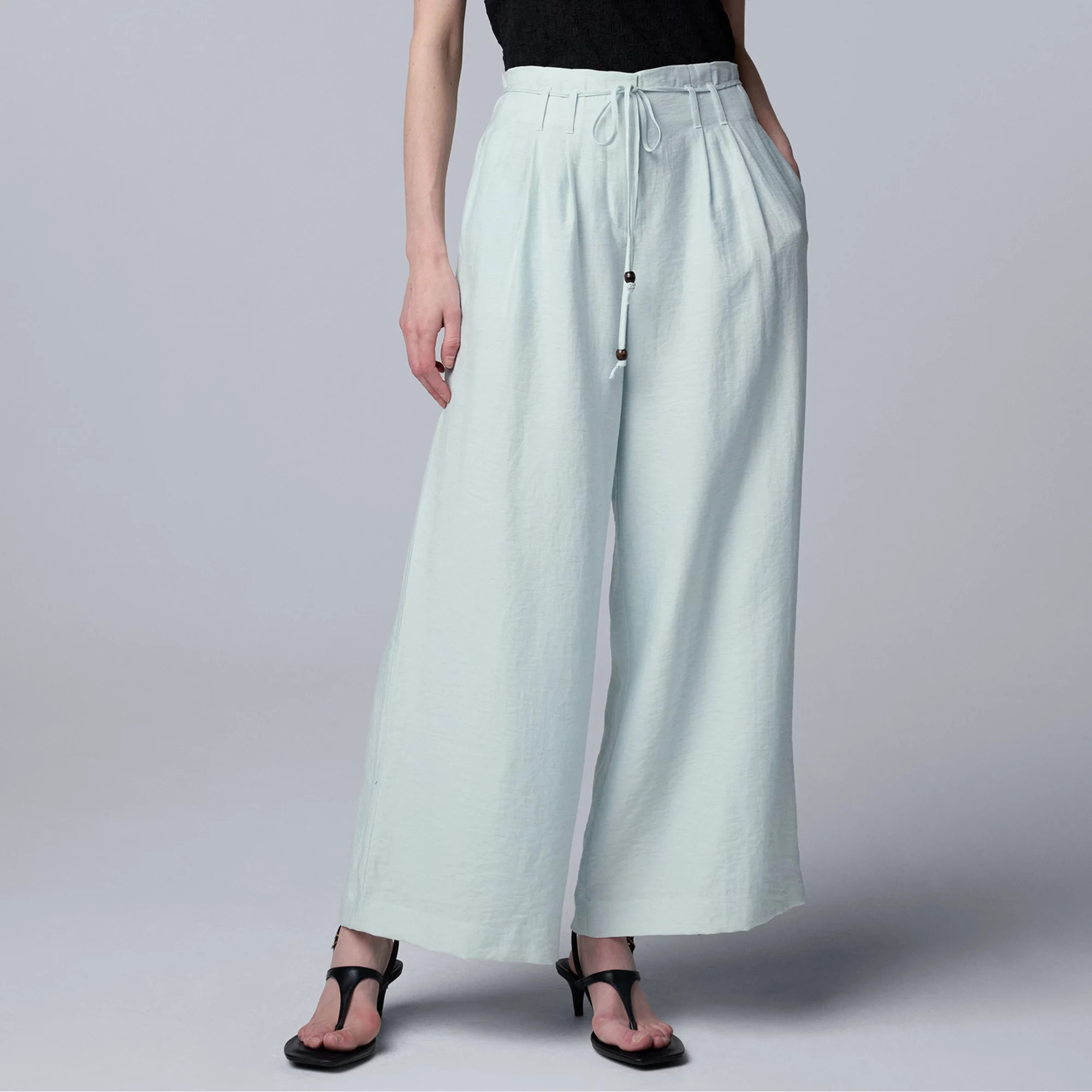 Women's Simply Vera Vera Wang Cropped Tie Belt Pleated Pants | Kohl's