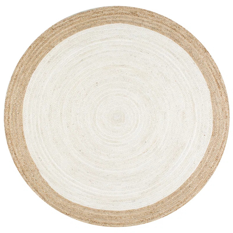 Palermo Bordered Jute Runner Rug for Dining Room Living Room Entryway Hallway Kitchen, White/Natu... | Wayfair North America