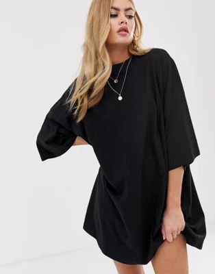 ASOS DESIGN oversized t-shirt dress in black | ASOS (Global)