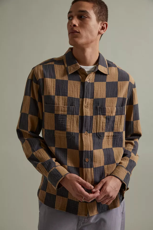 UO Double Cloth Check Overshirt | Urban Outfitters (US and RoW)