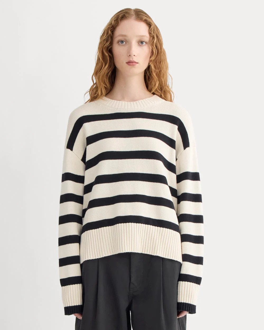 The Boxy Sweater in Everyday Cotton | Canvas / Black | Everlane