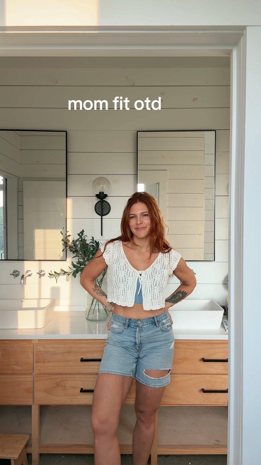 tie front top, tie front, woven, knit, white top, white woven top, jean shorts, denim, denim shorts, 5 inch, ripped shorts, casual style, mom style, mom outfit, spring outfit 

#LTKStyleTip #LTKSeasonal #LTKFindsUnder50