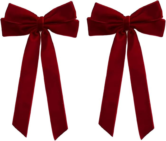 Velvet Hair Bows for Girls Toddlers Burgundy Bows for Girls Women, Velvet Ribbon Bow Clips, Trend... | Amazon (US)