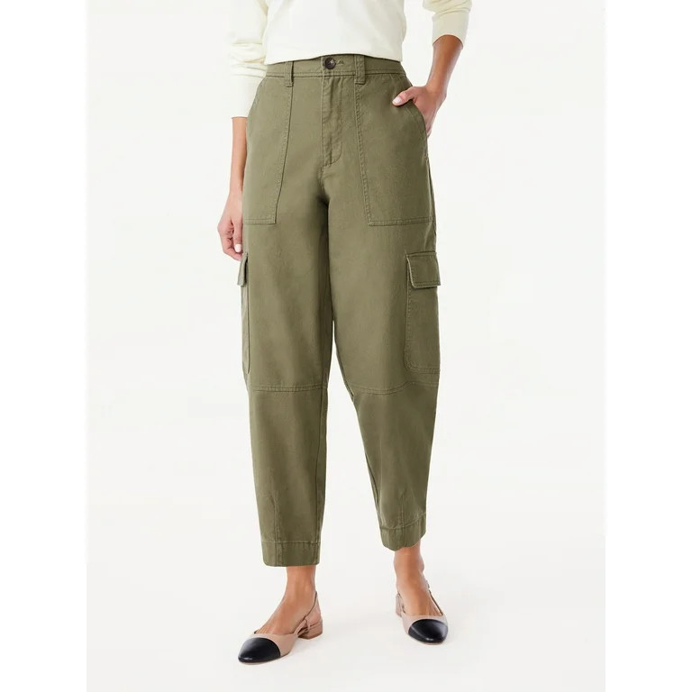 Free Assembly Women's High Rise Barrel Cargo Pants, 26” Inseam, Sizes 0-18 - Walmart.com | Walmart (US)