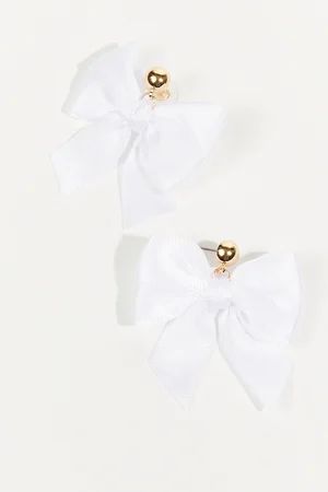 Ribbon Bow Earrings in White & Gold | Altar'd State | Altar'd State