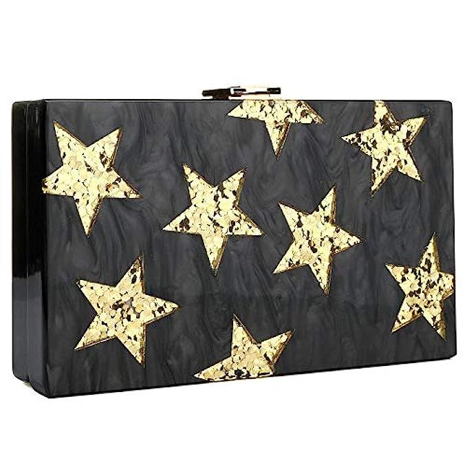 IBELLA Evening Handbag Box Acrylic Clutch Stripes Shoulder Bag for Party | Amazon (US)