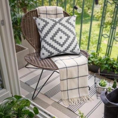 LR Home Cai Geometric Outdoor Throw Pillow, Gray | Ashley Homestore