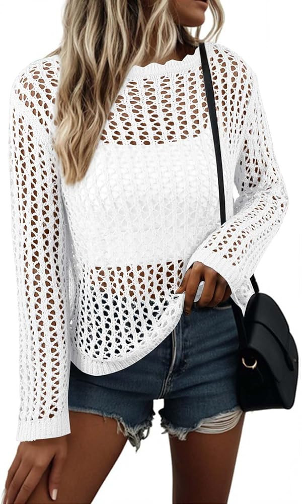 EVALESS Off The Shoulder Loose Knit Summer Sweater for Women Beach Vacation Clothes for Women Tre... | Amazon (US)