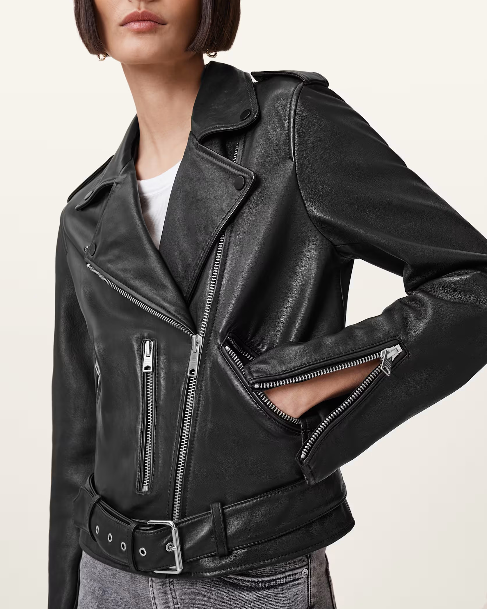 Balfern Leather Biker Jacket Black | ALLSAINTS US | AllSaints US