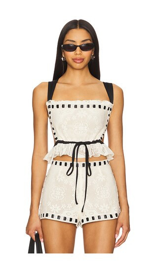 For Love & Lemons Charlotte Lace Top in Cream. - size S | Revolve Clothing (Global)