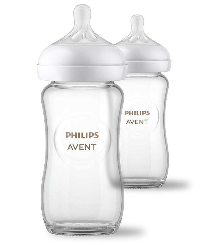 Philips Avent Natural Glass Baby Bottles with Natural Response Nipples (Medium Flow, Flow 3), 8oz... | Amazon (US)