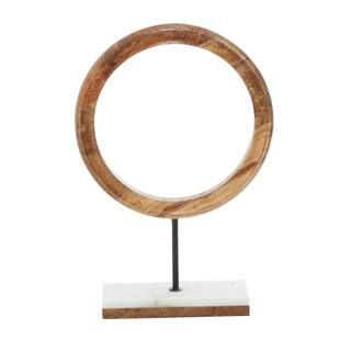 LITTON LANE 17 in. x 11 in. Modern Ring Centerpiece Sculpture in Stained Brown-94517 - The Home D... | The Home Depot
