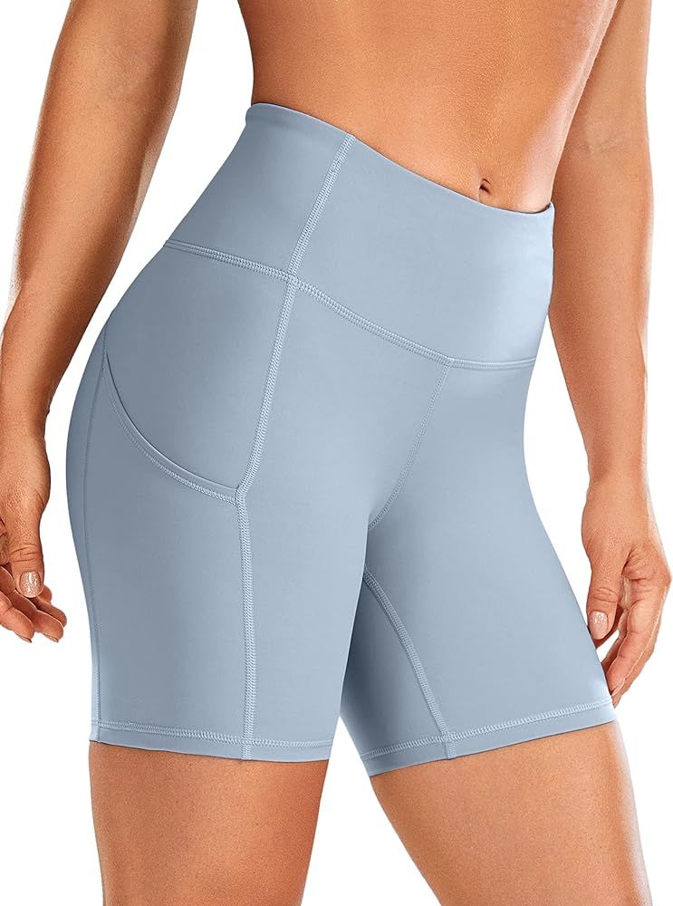 CRZ YOGA Women's Naked Feeling Light Running Shorts 6 Inches - High Waisted Gym Biker Compression... | Amazon (US)