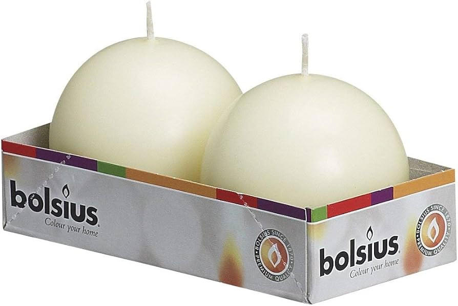 Bolsius Set of 2 Ivory Ball Candles - 2.75 inch Unscented Candle Set - Dripless Clean Burning Smo... | Amazon (US)