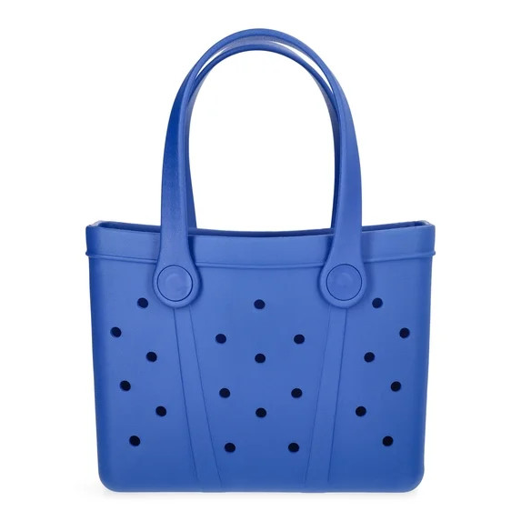 Time and Tru Women's Lightweight Mini Beach Tote Bag, Blue | Walmart (US)