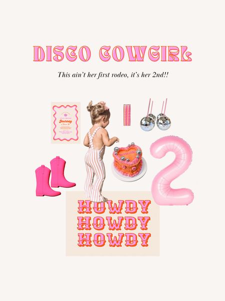 Disco Cowgirl / This ain’t her first Rodeo, It’s her second 💖 Inspiration board for Journey’s 2nd Birthday 🤠!! 

Toddler girl birthday themes | 2nd birthday theme | second birthday theme | girls birthday themes | disco cowgirl theme | toddler cowgirl theme | toddler rodeo theme | rodeo birthday theme | pink rodeo birthday | toddler girl disco cowgirl | toddler pink cowgirl outfit | baby girl birthday theme | toddler birthday theme | disco party theme | disco rodeo party | cowgirl party theme | disco ball cups | pink cowgirl boots | pink boots | toddler cowgirl boots | toddler girl boots | pink and orange birthday theme | retro pink birthday cake | retro cowgirl | toddler girl style | toddler girl aesthetic | cowgirl aesthetic | pink aesthetic | kids birthday themes | toddler cowgirl hat | pink cowgirl hat | howdy tapestry | girls western outfit | country girl style | little girl birthday | atomic pink cowgirl rain boots | girls rain boots | girls birthday 

#LTKkids #LTKparties #LTKbaby
