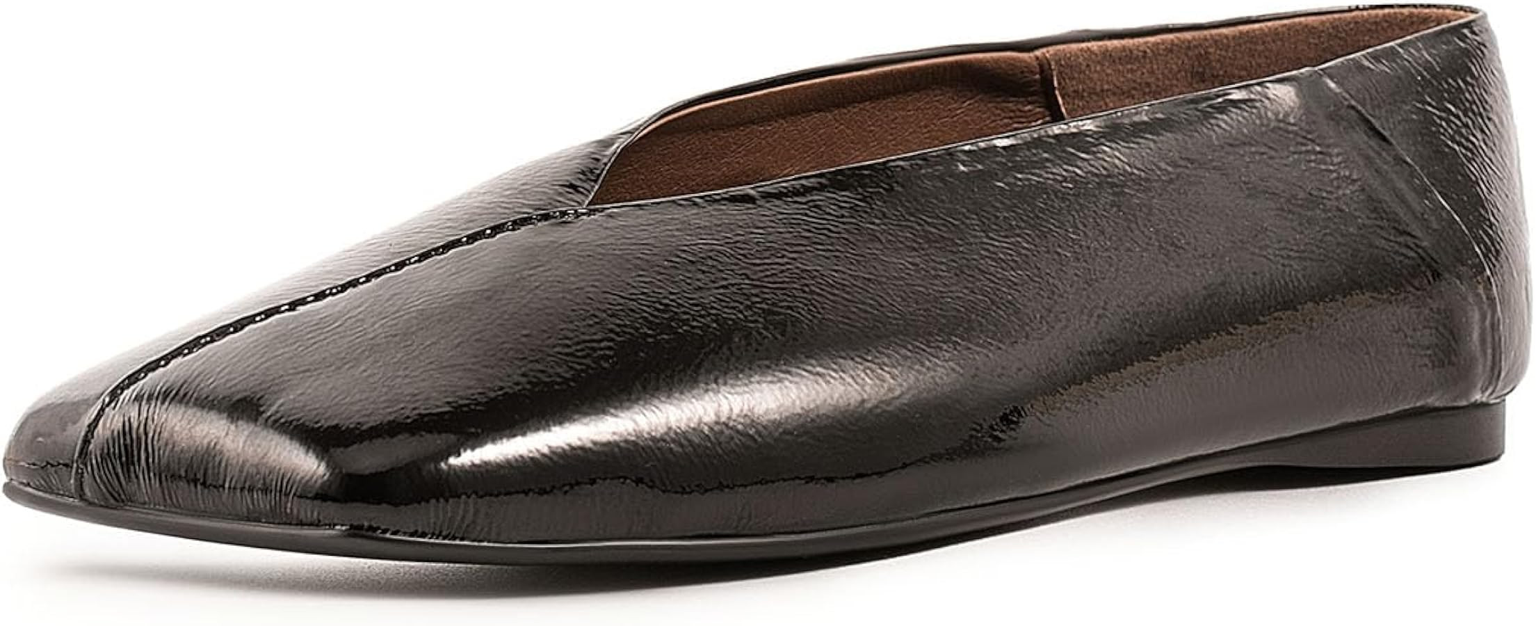 Women's Square Toe Ballet Flats Shoes Dressy Comfortable Slip-on Metallic Leather Ballerina Flats | Amazon (US)