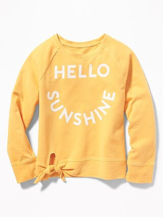 Graphic Side-Tie French-Terry Sweatshirt for Girls | Old Navy US