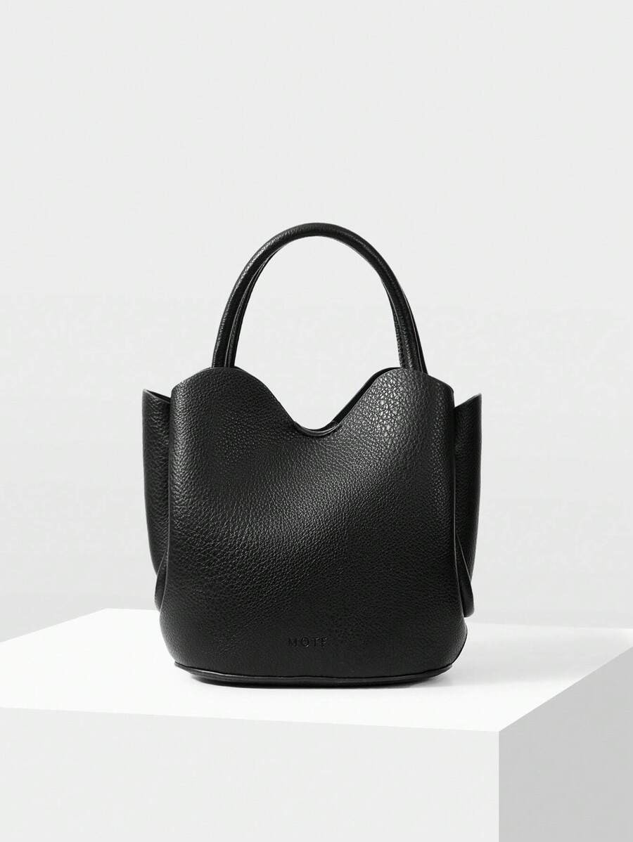 MOTF PREMIUM LADIES' COMMUTE STYLE SIMPLE SOLID COLOR LETTER EMBOSSED TOP HANDLE BAG | SHEIN