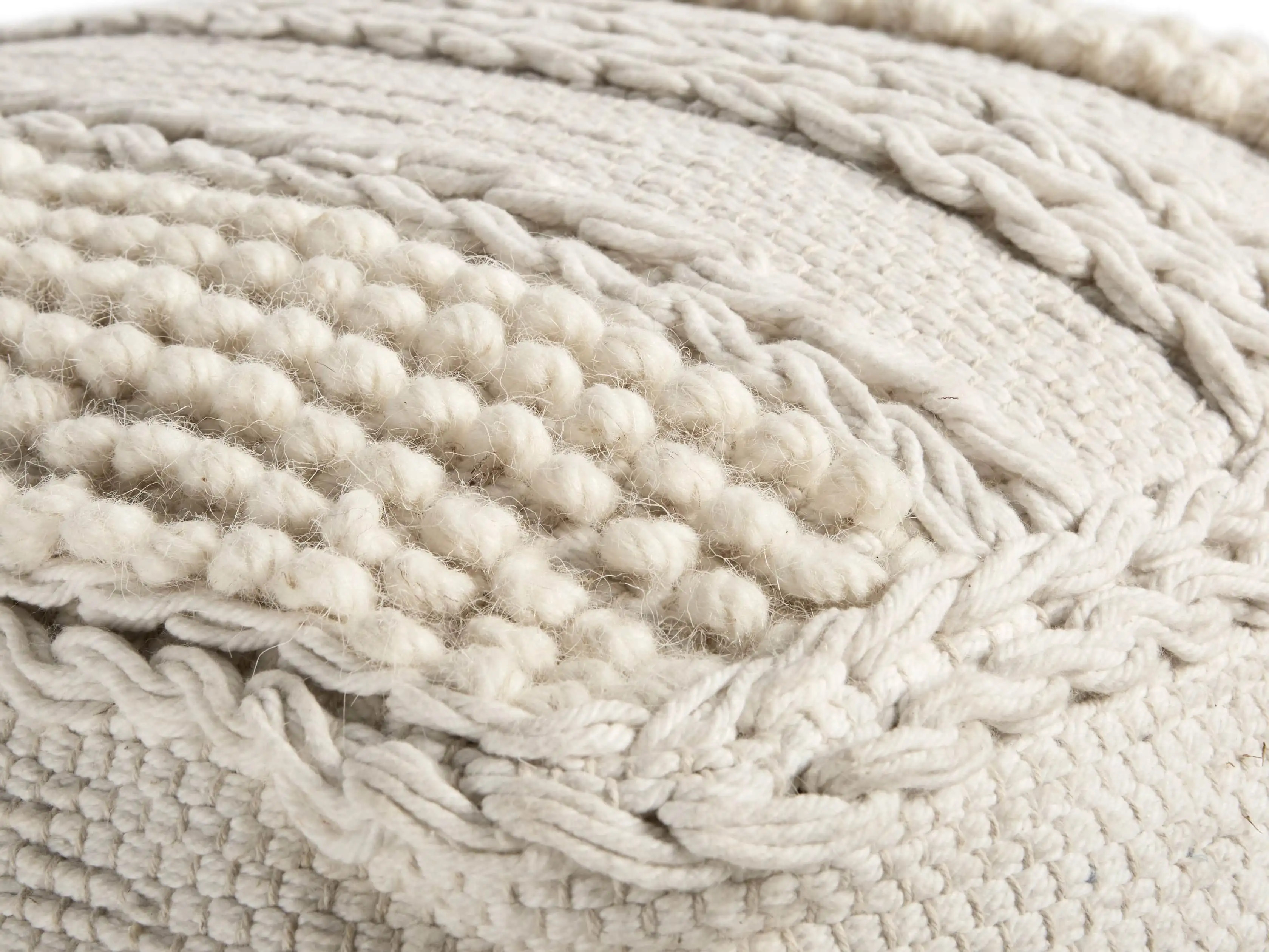 Charlie Ivory Shag Pouf | Arhaus
