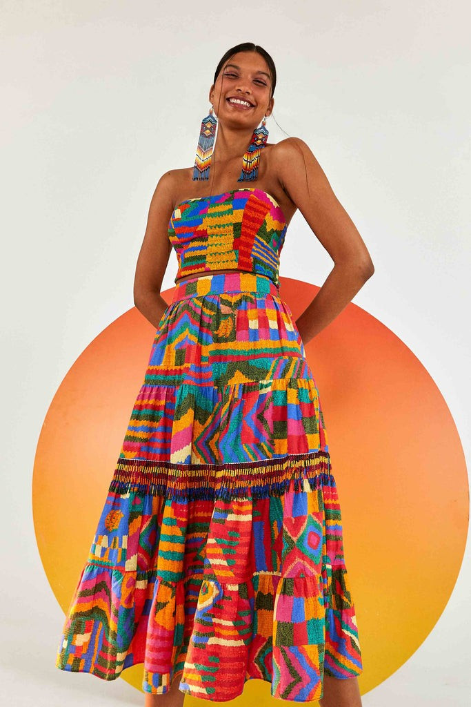 SUMMER PATCHES MIDI SKIRT | FarmRio (US)