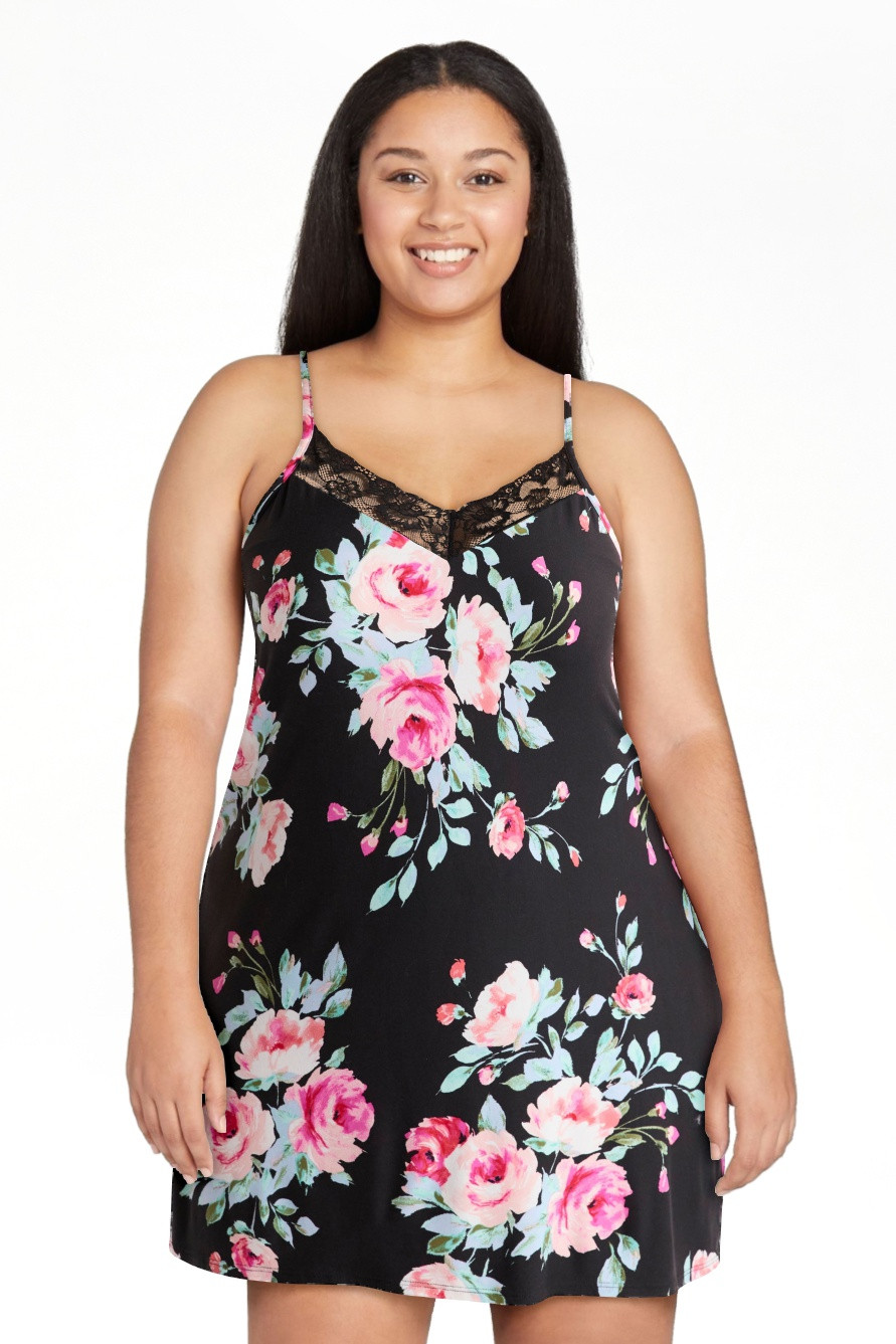 Joyspun Women’s Dreamy Soft Collection Lace Trim Knit Chemise, Sizes XS to 3X | Walmart (US)