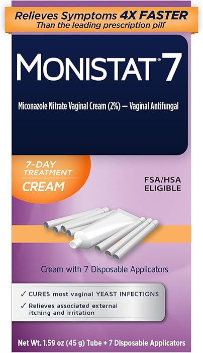 Monistat 7-Day Yeast Infection Treatment for Women, Miconazole Cream (45g Tube) & 7 Applicators, ... | Amazon (US)