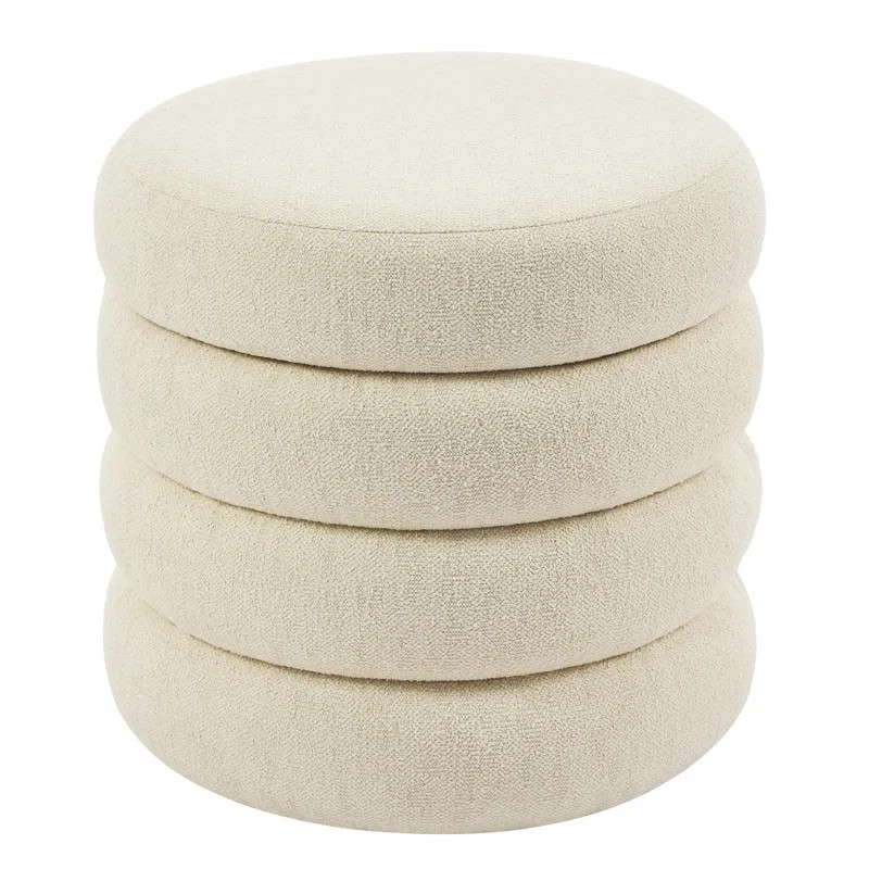 Leiani Modern 19.5" Wide Boulce/Velvet/Linen Upholstered Round Storage Ottoman | Wayfair North America