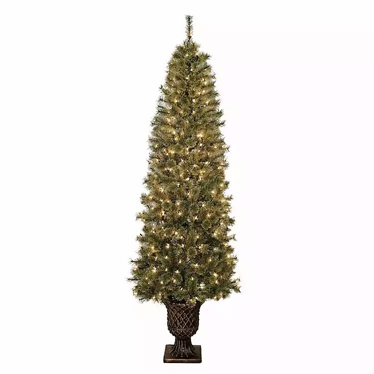 7 ft. Pre-Lit Pine Christmas Tree in Bronze Urn | Kirkland's Home