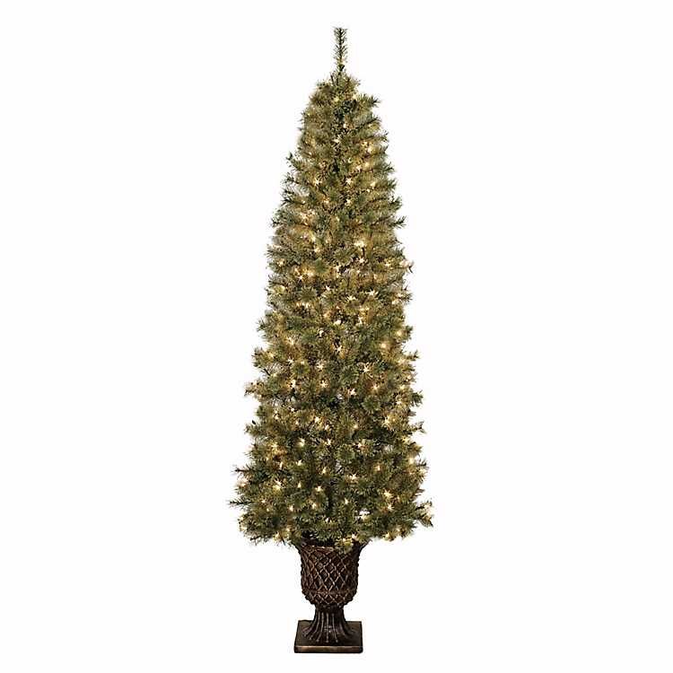 7 ft. Pre-Lit Pine Christmas Tree in Bronze Urn | Kirkland's Home